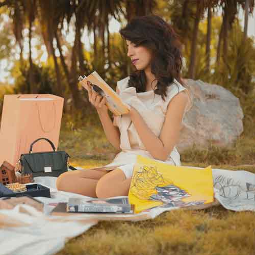 reading a book in the park